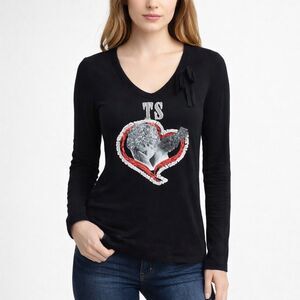 Twin-Set Simona Barbieri Black Long Sleeve Graphic Top Women’s S Italy